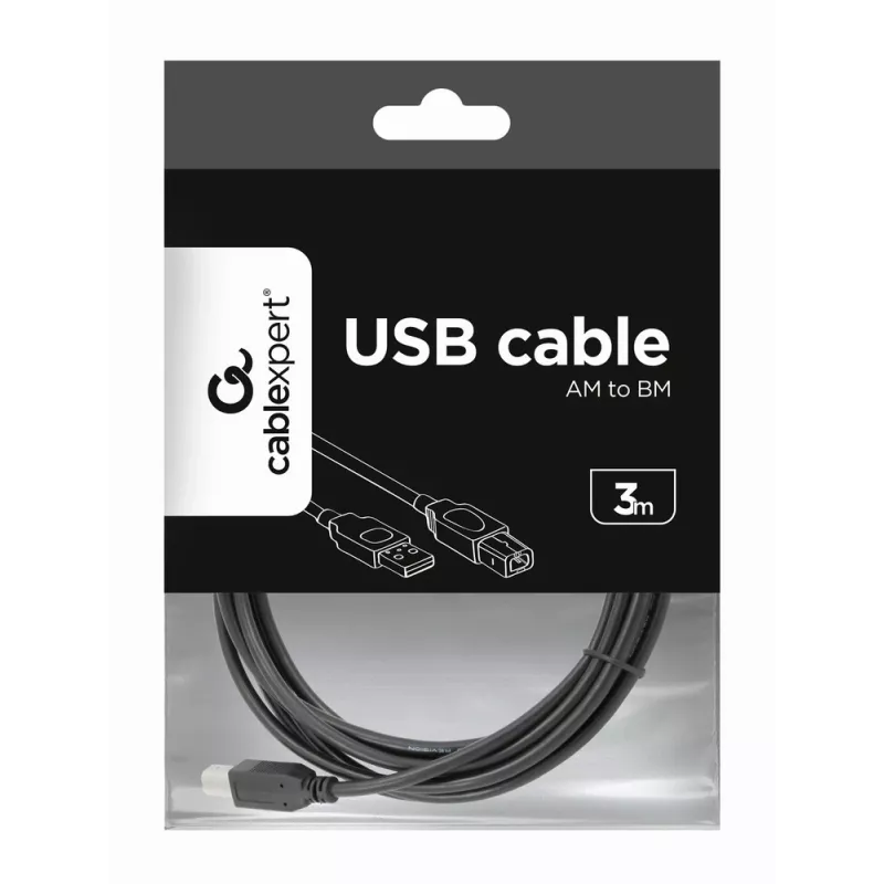 Cavo GEMBIRD USB 2.0 connettore maschio A / connettore maschio B 3 m (10 ft) – nero / confezione bulk (ccp-USB2-ambm-10)