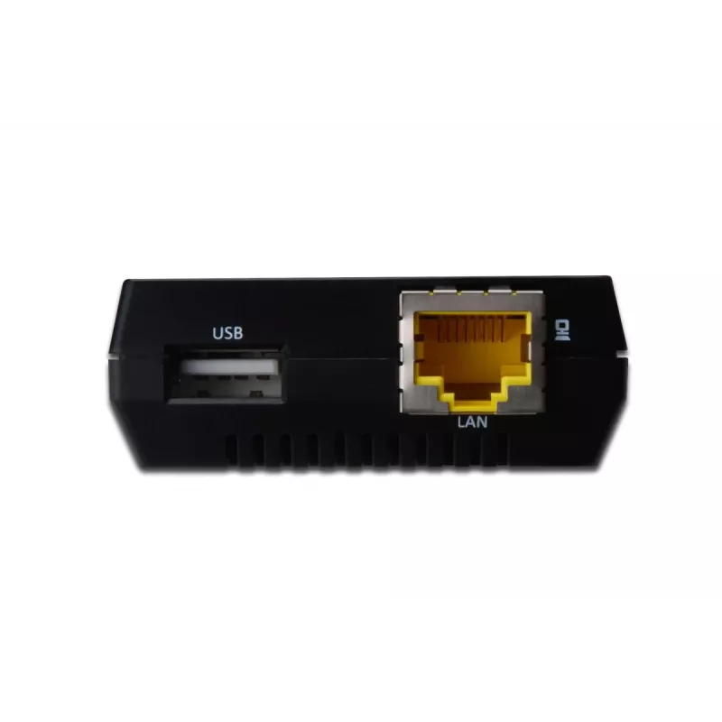 DIGITUS Server di rete USB multifunzione, hub USB di rete 1 porta, NAS, print server USB 2.0, RJ45