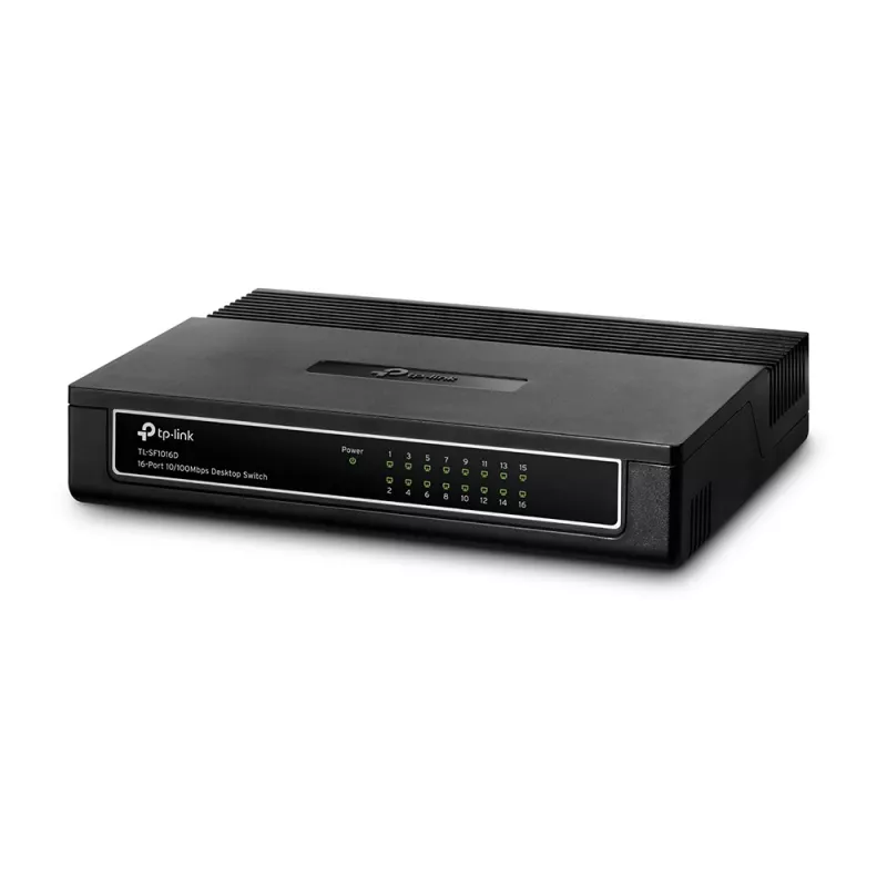 TP-Link Switch desktop 16 porte 10/100Mbps, unmanaged, Fast Ethernet (10/100), full duplex, montaggio a rack, montaggio a parete