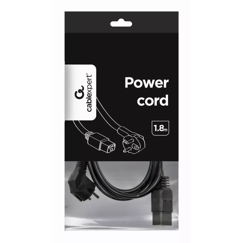 Gembird PC-186-C19 cavo di alimentazione, da CEE 7/7 a C19, 16 A, 1,8 m, nero