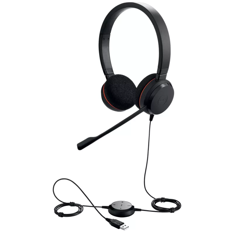 Jabra Evolve 20 MS stereo, con filo, ufficio/call center, 150 - 7000 Hz, 171 g, headset, nero