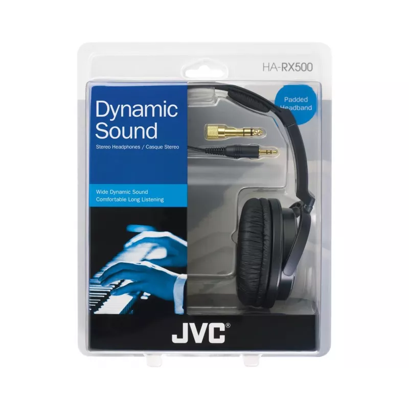JVC HA-RX500-E Cuffie con filo a fascia musicale nere, bianche