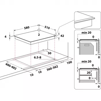 Whirlpool AKT 8130 BA piano cottura in ceramica da incasso nero 4 zone