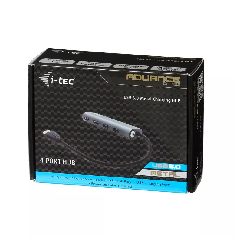 Hub USB i-tec Metal Superspeed USB 3.0 hub 4 porte 5000 Mbit/s grigio