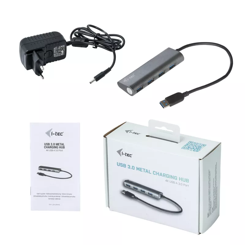 Hub USB i-tec Metal Superspeed USB 3.0 hub 4 porte 5000 Mbit/s grigio