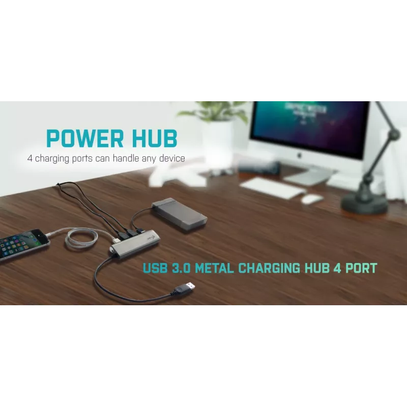 Hub USB i-tec Metal Superspeed USB 3.0 hub 4 porte 5000 Mbit/s grigio