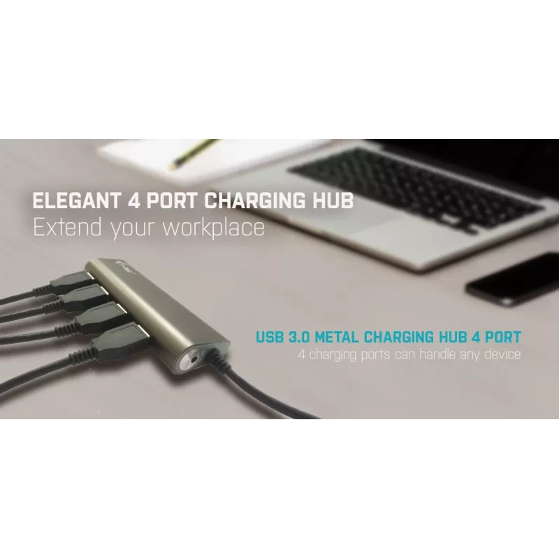 Hub USB i-tec Metal Superspeed USB 3.0 hub 4 porte 5000 Mbit/s grigio
