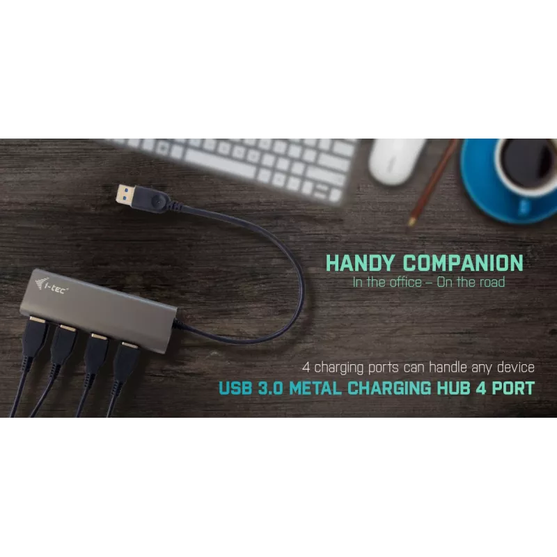 Hub USB i-tec Metal Superspeed USB 3.0 hub 4 porte 5000 Mbit/s grigio