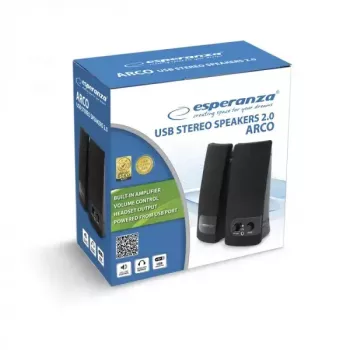 Diffusore a 2 vie ESPERANZA EP119, 2.0 canali, 6 W RMS, 4 Ω, con filo, 3,5 mm e USB, installazione da tavolo