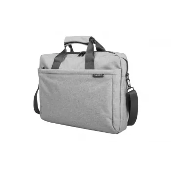 Borsa a tracolla NATEC Mustela per laptop fino a 39,6 cm (15,6 pollici), poliestere, grigio, tasca frontale, tracolla