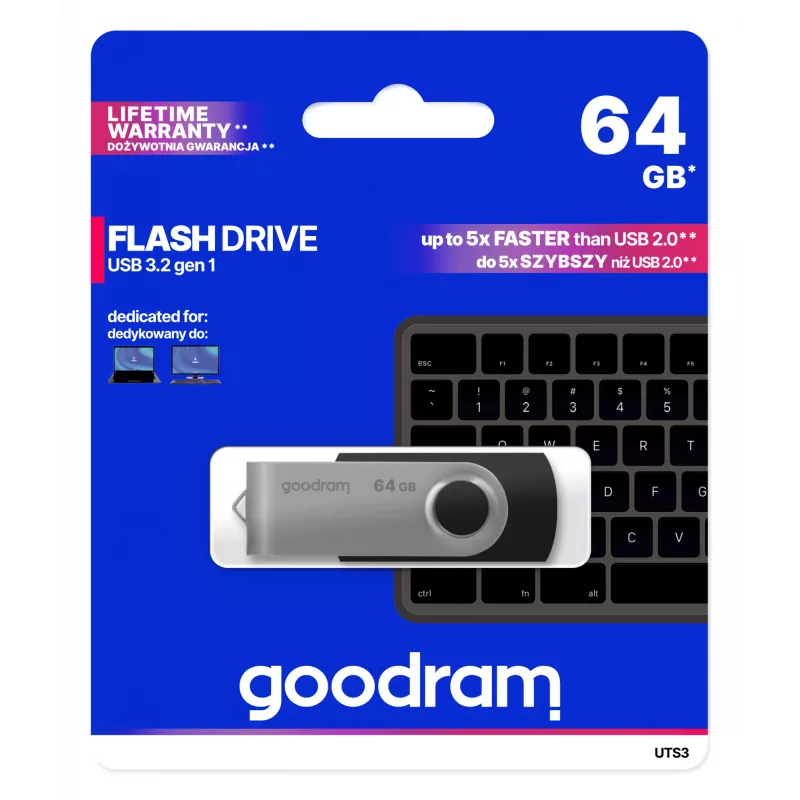 Chiavetta USB Goodram UTS3 64 GB USB Type-A 3.2 Gen 1 (3.1 Gen 1) nero