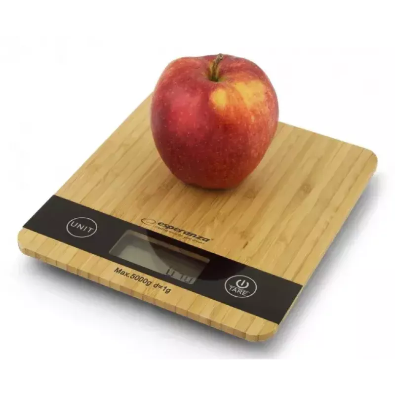 Bilancia da cucina elettronica ESPERANZA EKS005 — capacità 5 kg, precisione 1 g, piattaforma in bambù