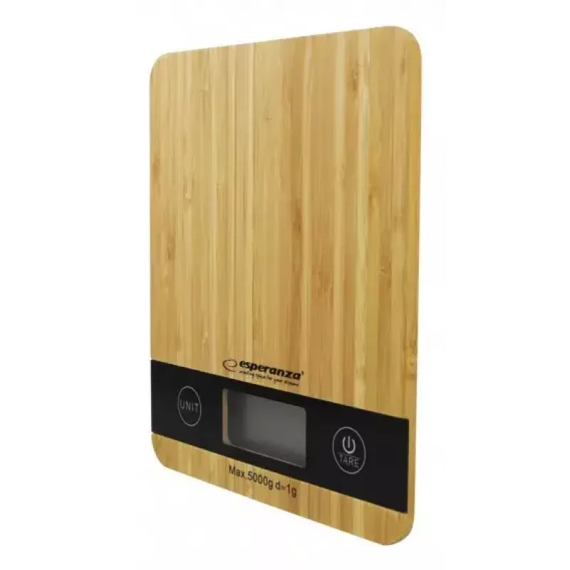 Bilancia da cucina elettronica ESPERANZA EKS005 — capacità 5 kg, precisione 1 g, piattaforma in bambù