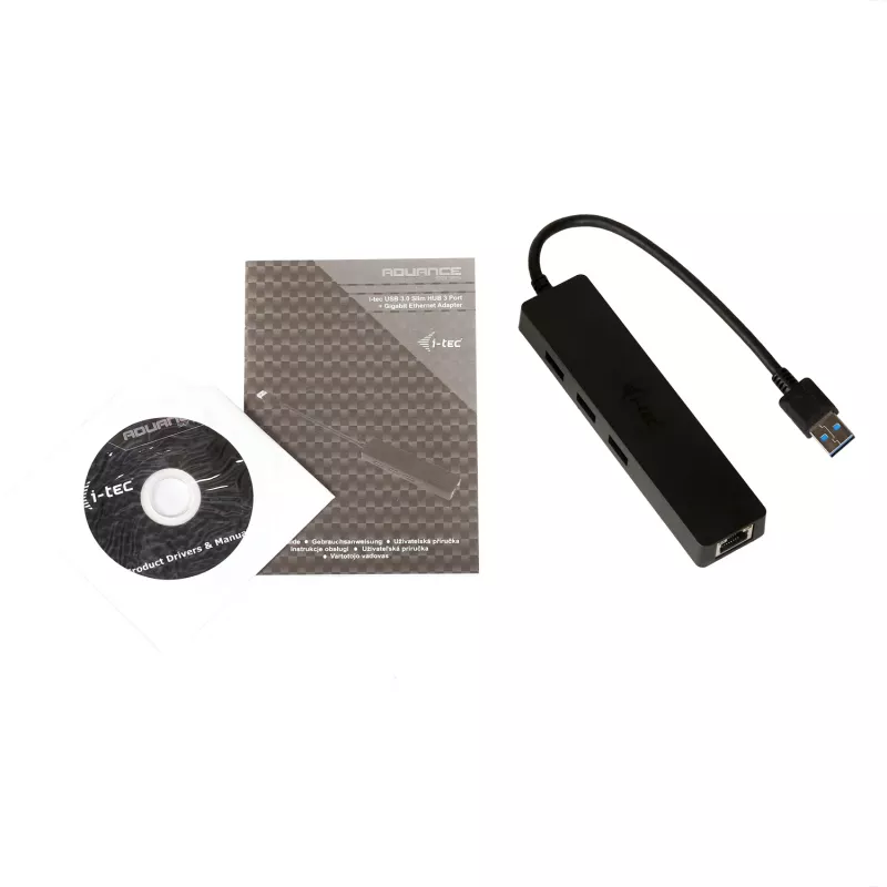 i-tec Advance HUB USB 3.0 slim 3 porte adattatore Gigabit Ethernet nero