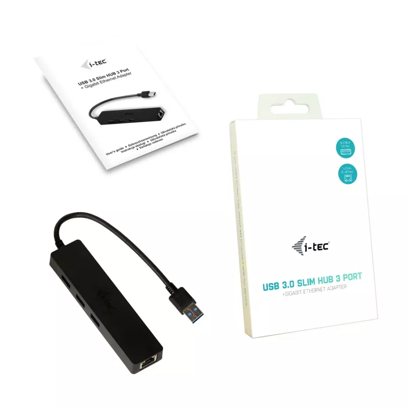 i-tec Advance HUB USB 3.0 slim 3 porte adattatore Gigabit Ethernet nero