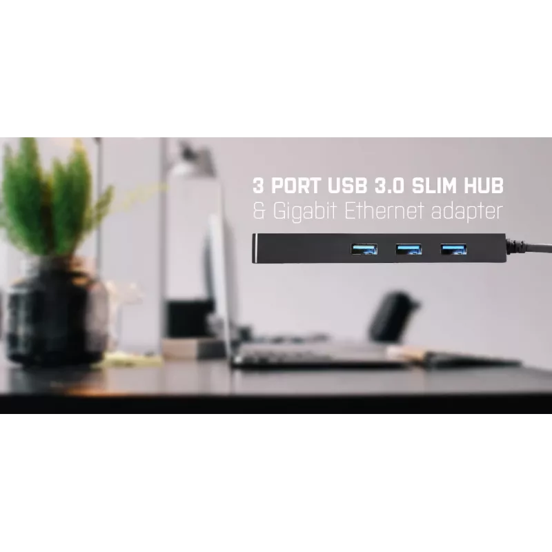 i-tec Advance HUB USB 3.0 slim 3 porte adattatore Gigabit Ethernet nero