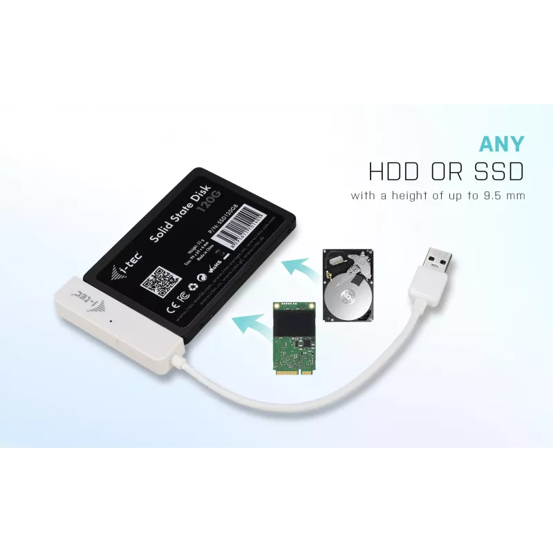 Case per HDD/SSD i-tec MySafe USB 3.0 Easy 2,5 pollici case esterno – bianco