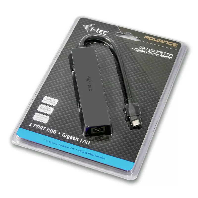 i-tec Advance hub passivo sottile USB-C 3 porte + adattatore Gigabit Ethernet