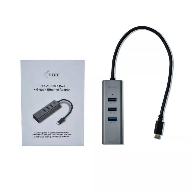 i-tec Metal hub USB-C 3 porte + adattatore Gigabit Ethernet
