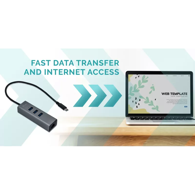 i-tec Metal hub USB-C 3 porte + adattatore Gigabit Ethernet