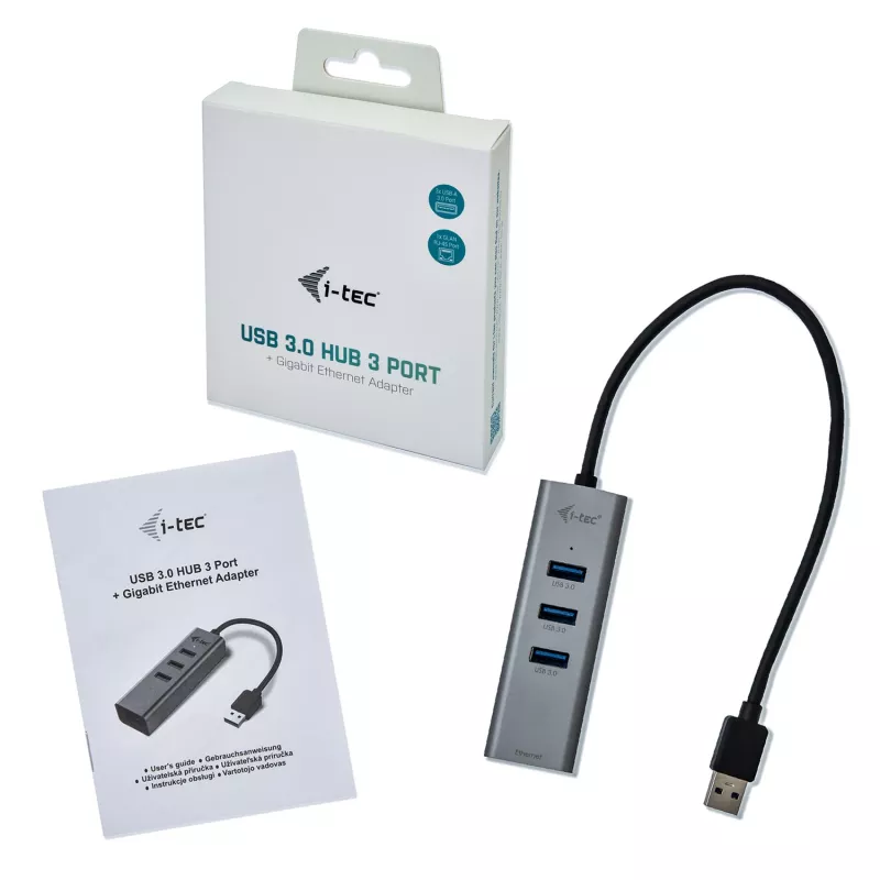 i-tec Metal hub USB 3.0 3 porte + adattatore Gigabit Ethernet