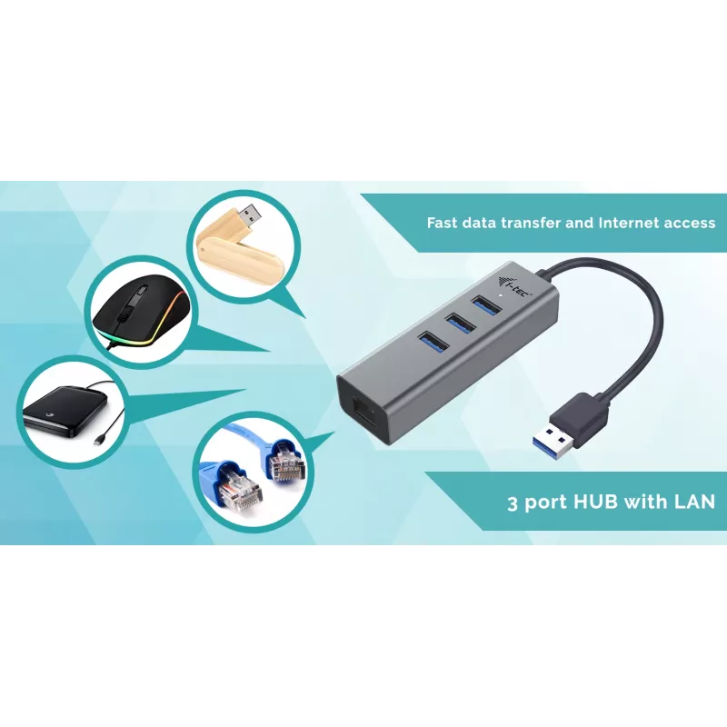 i-tec Metal hub USB 3.0 3 porte + adattatore Gigabit Ethernet