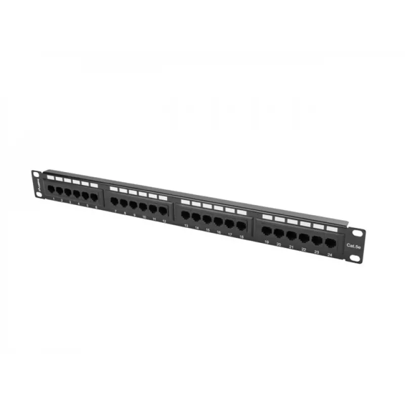 Lanberg PPU5-1024-B pannello di permutazione, 24 porte, 1U, 19 pollici, Cat5e UTP, in metallo, nero