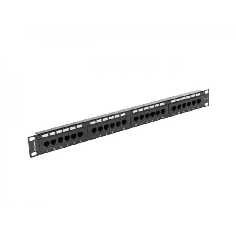 Lanberg PPU5-1024-B pannello di permutazione, 24 porte, 1U, 19 pollici, Cat5e UTP, in metallo, nero