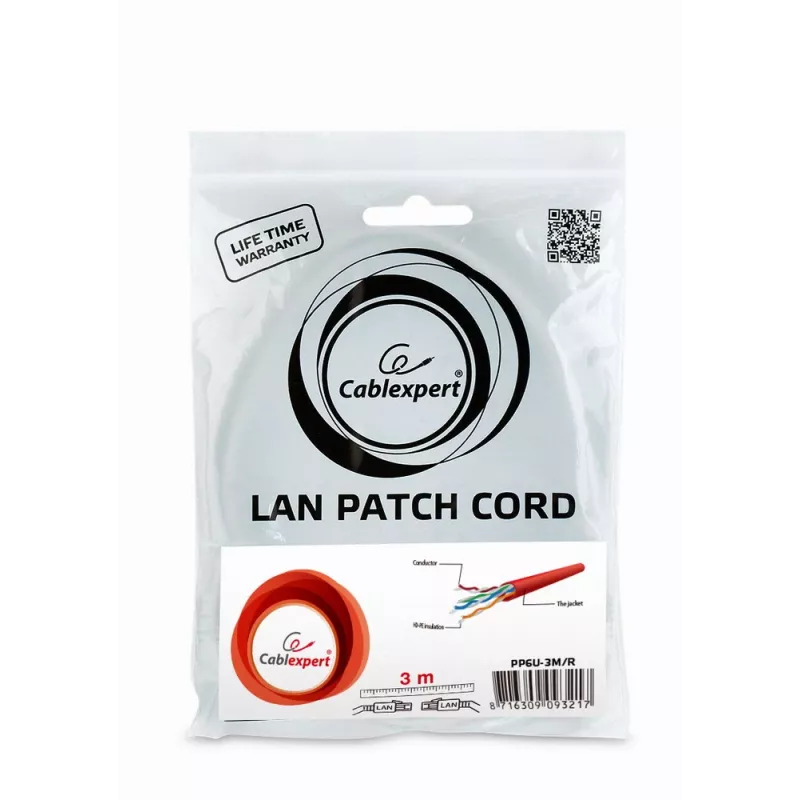 Cavo patch GEMBIRD - CAT6 - UTP - 3 m - rosso