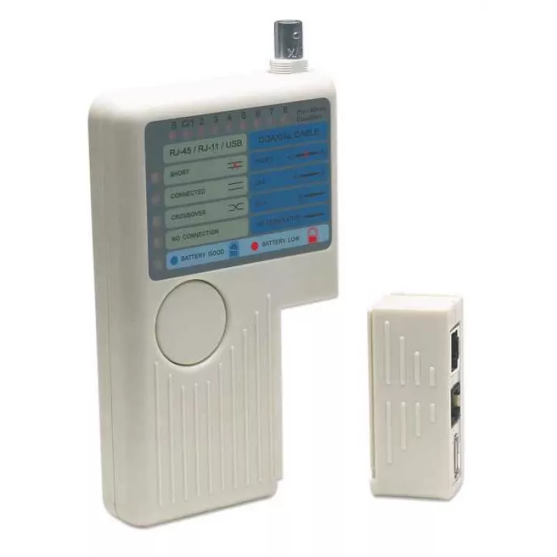 Intellinet tester cavi 4-in-1, RJ-11, RJ-45, USB e BNC, test con un pulsante