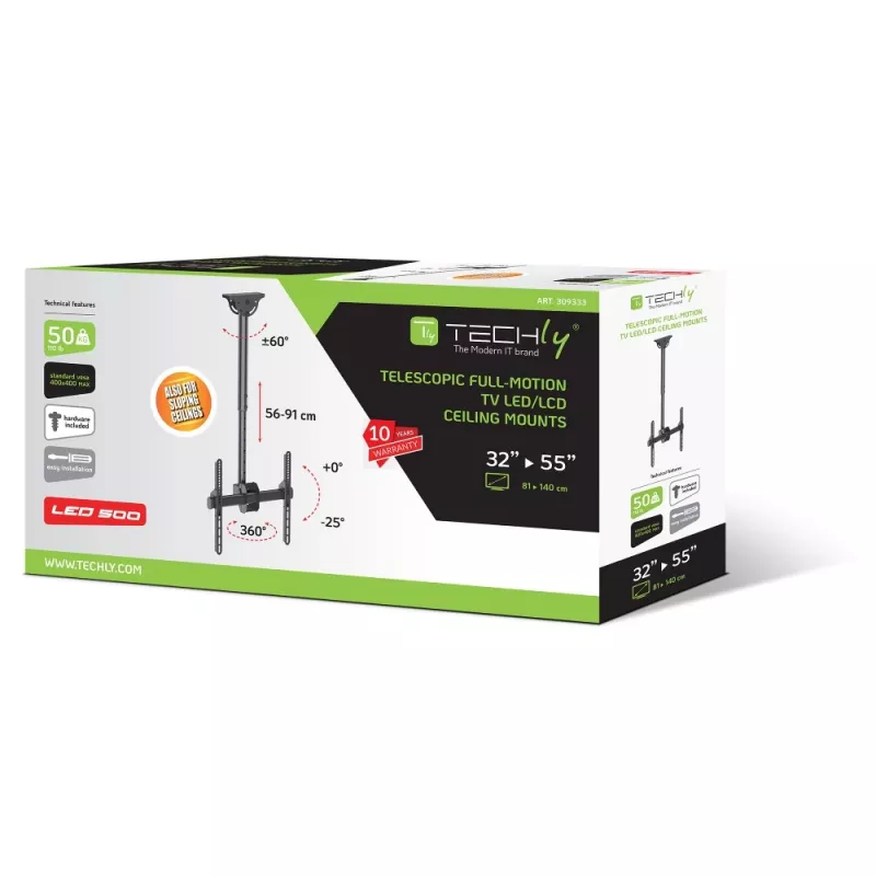 Supporto telescopico a soffitto universale Techly per TV LED LCD 32-55
