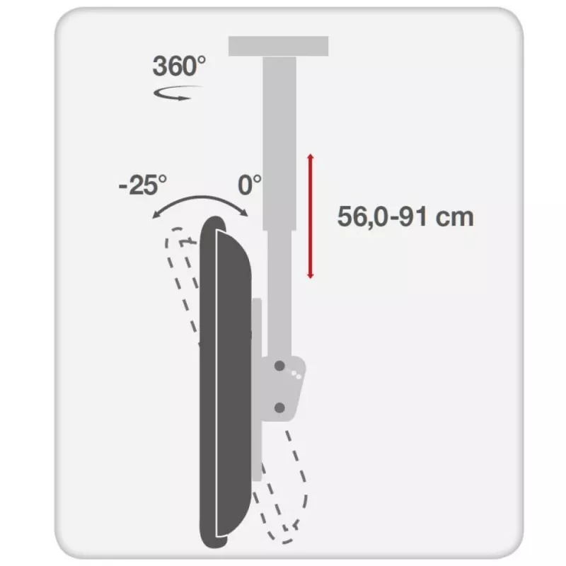 Supporto telescopico a soffitto universale Techly per TV LED LCD 32-55