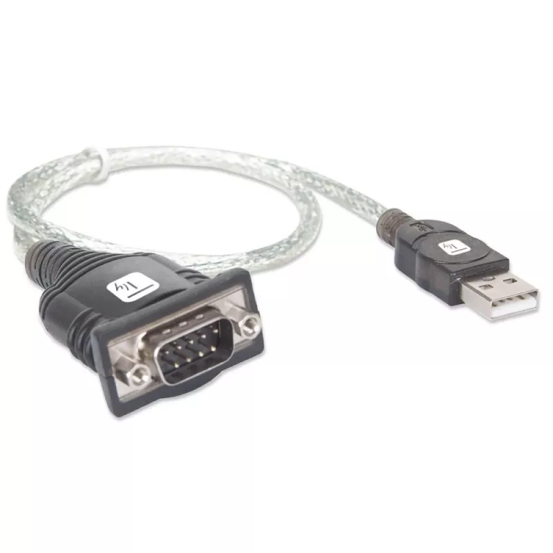 Adattatore USB-seriale Techly IDATA USB-SER-2T, connettore maschio USB-A su connettore maschio DB-9, 0,45 m, bianco trasparente