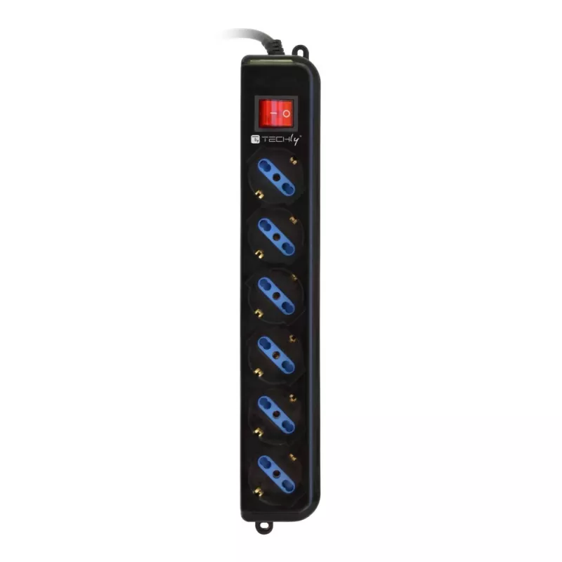 Ciabatta Techly 6 prese nero con spina VDE IUPS-PCP-6V
