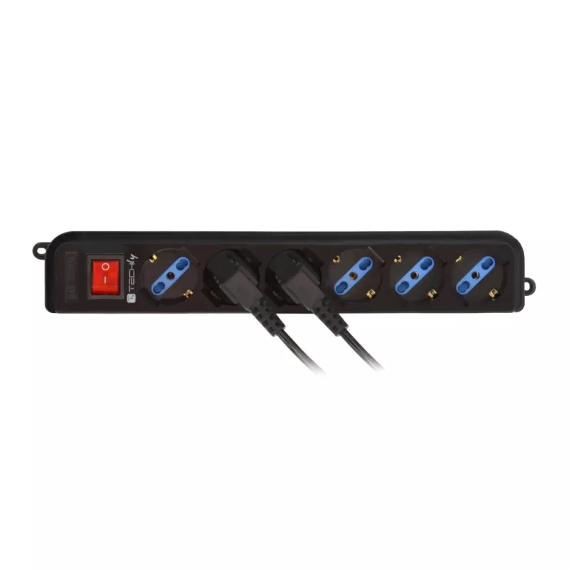 Ciabatta Techly 6 prese nero con spina VDE IUPS-PCP-6V