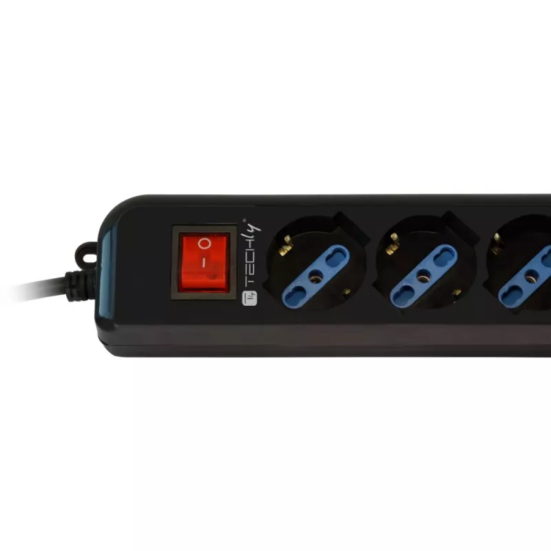 Ciabatta Techly 6 prese nero con spina VDE IUPS-PCP-6V