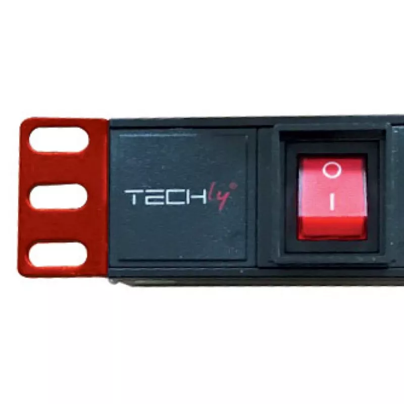 Unità di distribuzione dell'alimentazione (PDU) Techly I-CASE STRIP-81UD 8 prese AC 1U nero, rosso