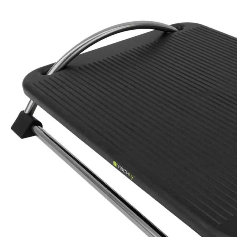 Techly ICA-FR 13 poggiapiedi ergonomico regolabile, regolazione dell'inclinazione, antiscivolo, 43 x 28 cm, nero