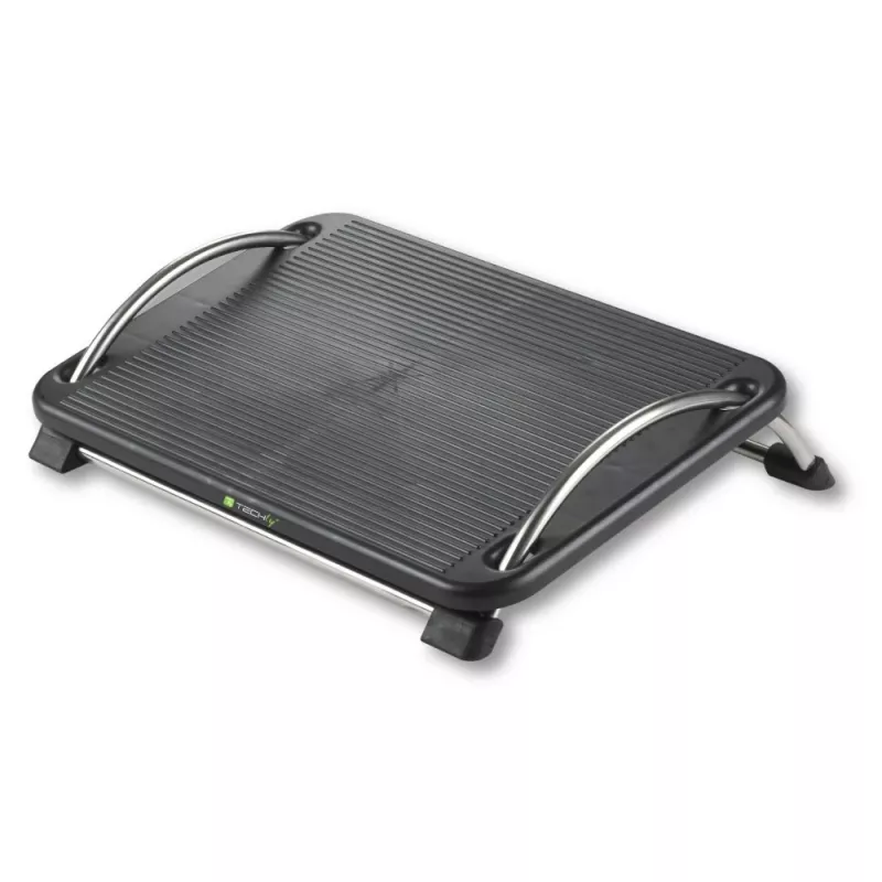 Techly ICA-FR 13 poggiapiedi ergonomico regolabile, regolazione dell'inclinazione, antiscivolo, 43 x 28 cm, nero