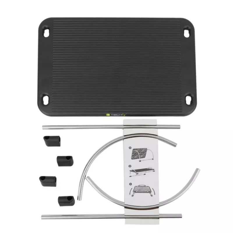 Techly ICA-FR 13 poggiapiedi ergonomico regolabile, regolazione dell'inclinazione, antiscivolo, 43 x 28 cm, nero