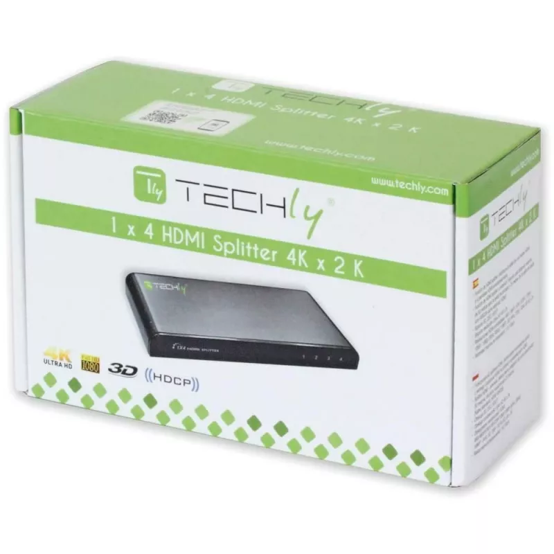 Techly IDATA HDMI-4K4 splitter HDMI 1x4, 4K x 2K (3840 x 2160), 3D, 36 bit, nero