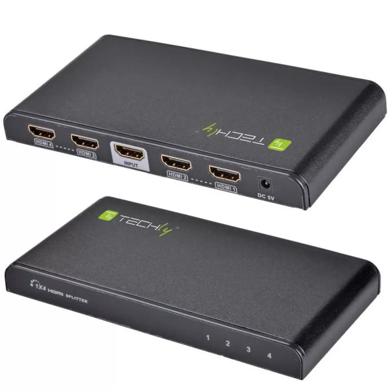Techly IDATA HDMI-4K4 splitter HDMI 1x4, 4K x 2K (3840 x 2160), 3D, 36 bit, nero