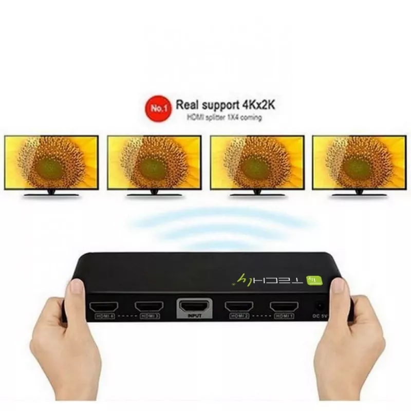 Techly IDATA HDMI-4K4 splitter HDMI 1x4, 4K x 2K (3840 x 2160), 3D, 36 bit, nero