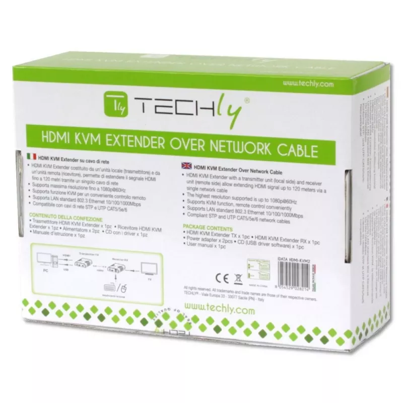 Extender KVM Techly IDATA HDMI-KVM2 trasmettitore e ricevitore