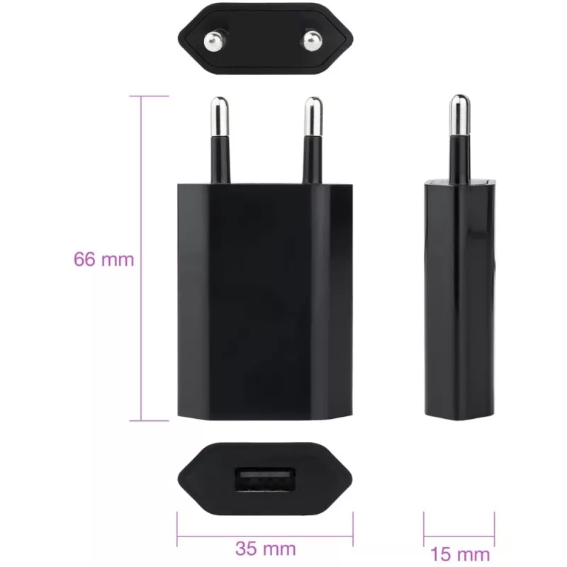 Caricabatterie compatto Techly USB 1A spina europea nero