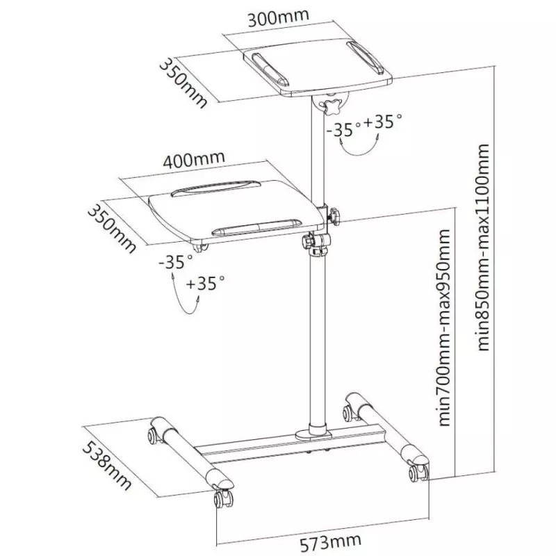 Carrello universale Techly per notebook / proiettore, bianco ICA-TB TPM-6