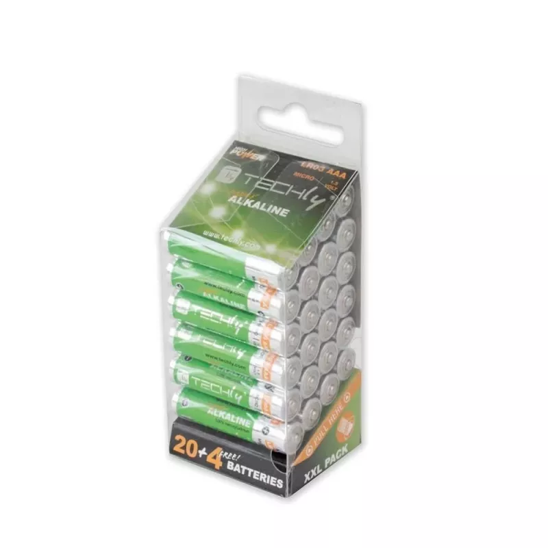 Multipack 24 batterie Techly High Power Mini Stilo AAA alcaline LR03 1,5V IBT-KAL-LR03-B24T