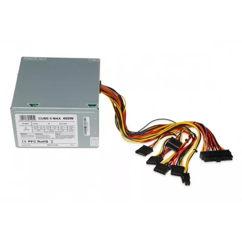 Alimentatore ATX IBOX CUBE II 400 W — 20+4 pin, ventola 120 mm, argento