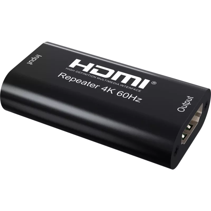 Ripetitore AV TECHLY IDATA-HDMI2-RIP4KT — HDMI 2.0, HDCP 2.2, 4096×2160, distanza massima 40 m, nero