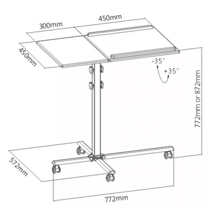 Supporto per laptop Techly universale carrello regolabile per notebook proiettore nero
